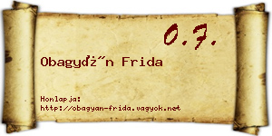 Obagyán Frida névjegykártya